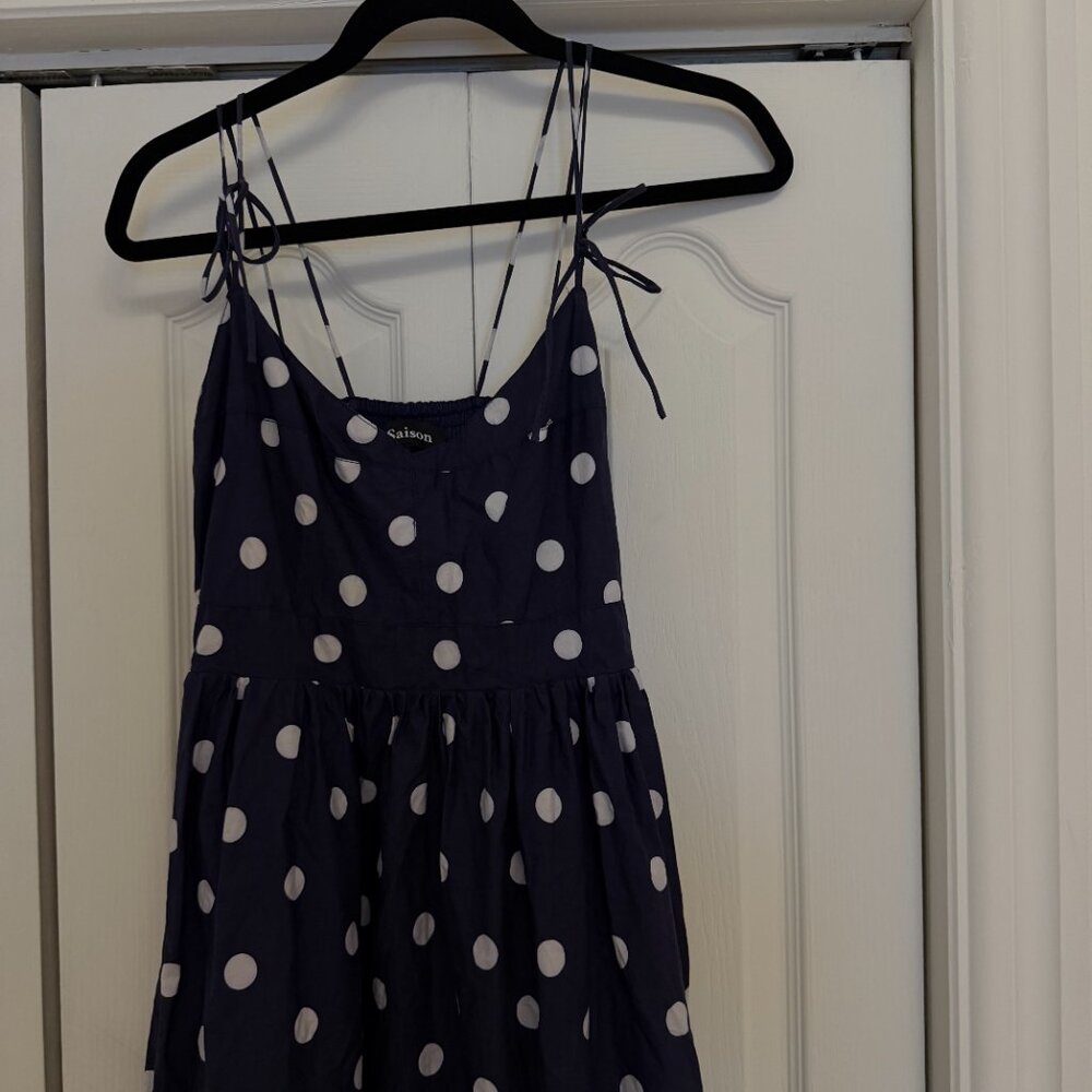 Polka Dot Maxi Dress – Navy/White - Picture 4 of 5